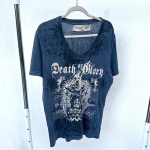 Salvage Rare Death or Glory Distressed Graphic T-shirt Size Medium